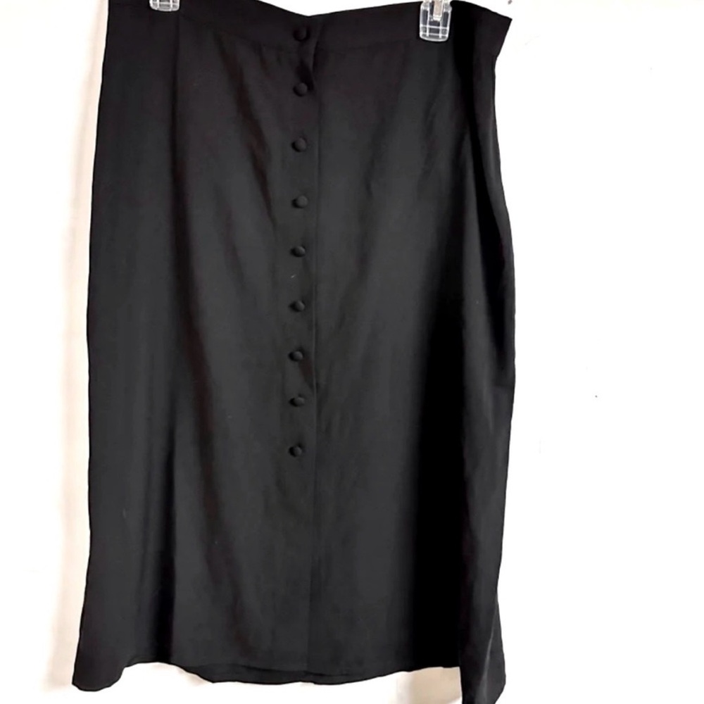 New ModCloth high waisted button down black midi skirt women’s size 12 large